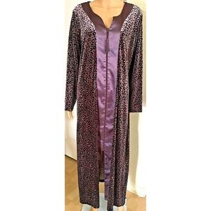 Vtg Scarlett Robe Housecoat Women's L Leopard Print Velvet Feel Comfy Trim